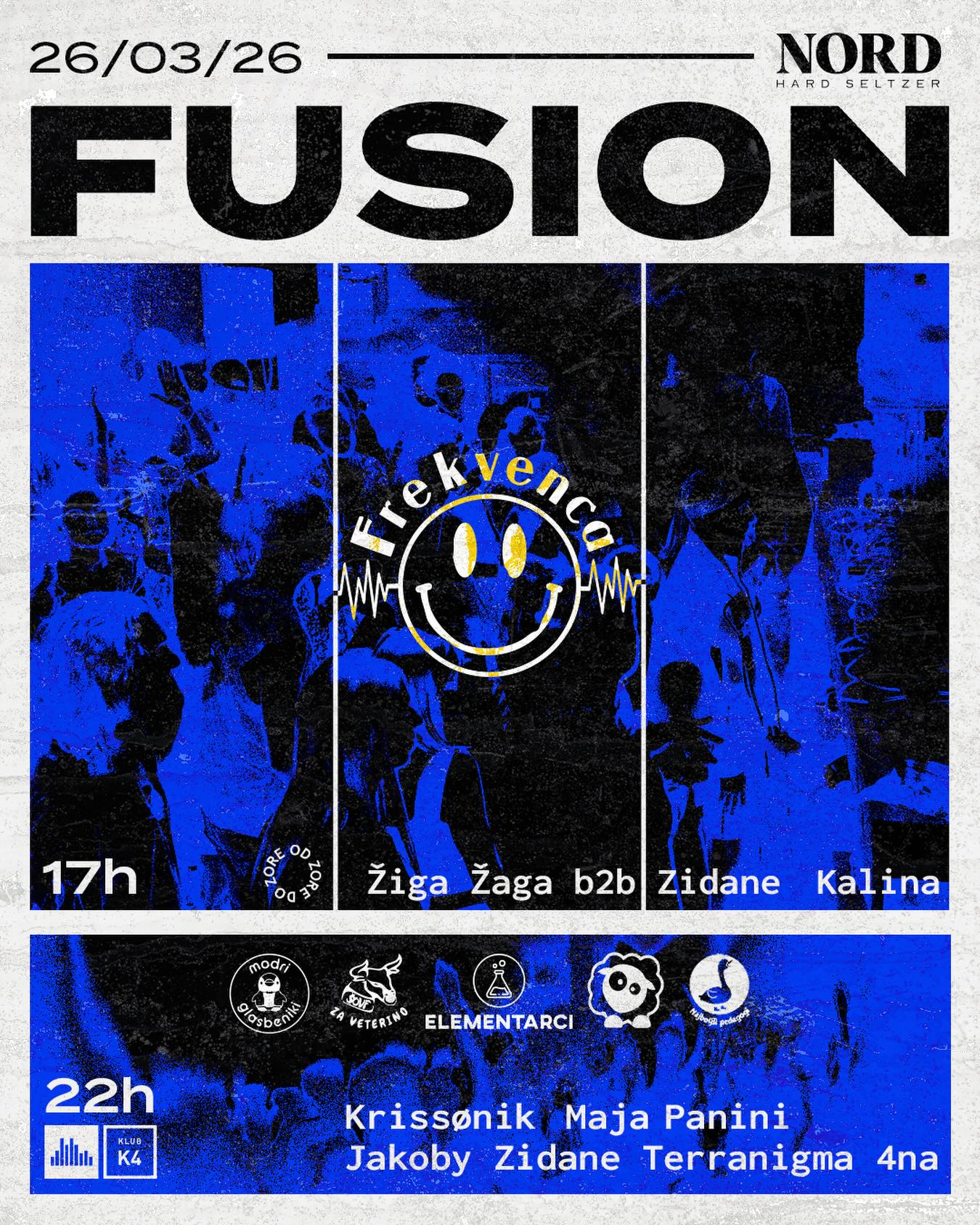 Fusion and Frekvenca event poster for 26 March 2026